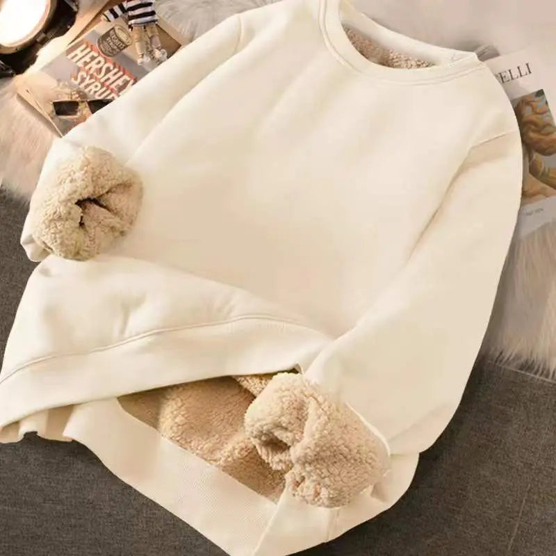 Felpa Da Donna Invernale Allentata Con Cappuccio Stampa Lettere In Peluche Spessa Caldo Foderata In Pile