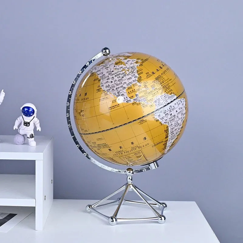 Globo Terrestre con Luce LED Rotante in Metallo Decorazione per Negozio Cameretta Dei Bambini