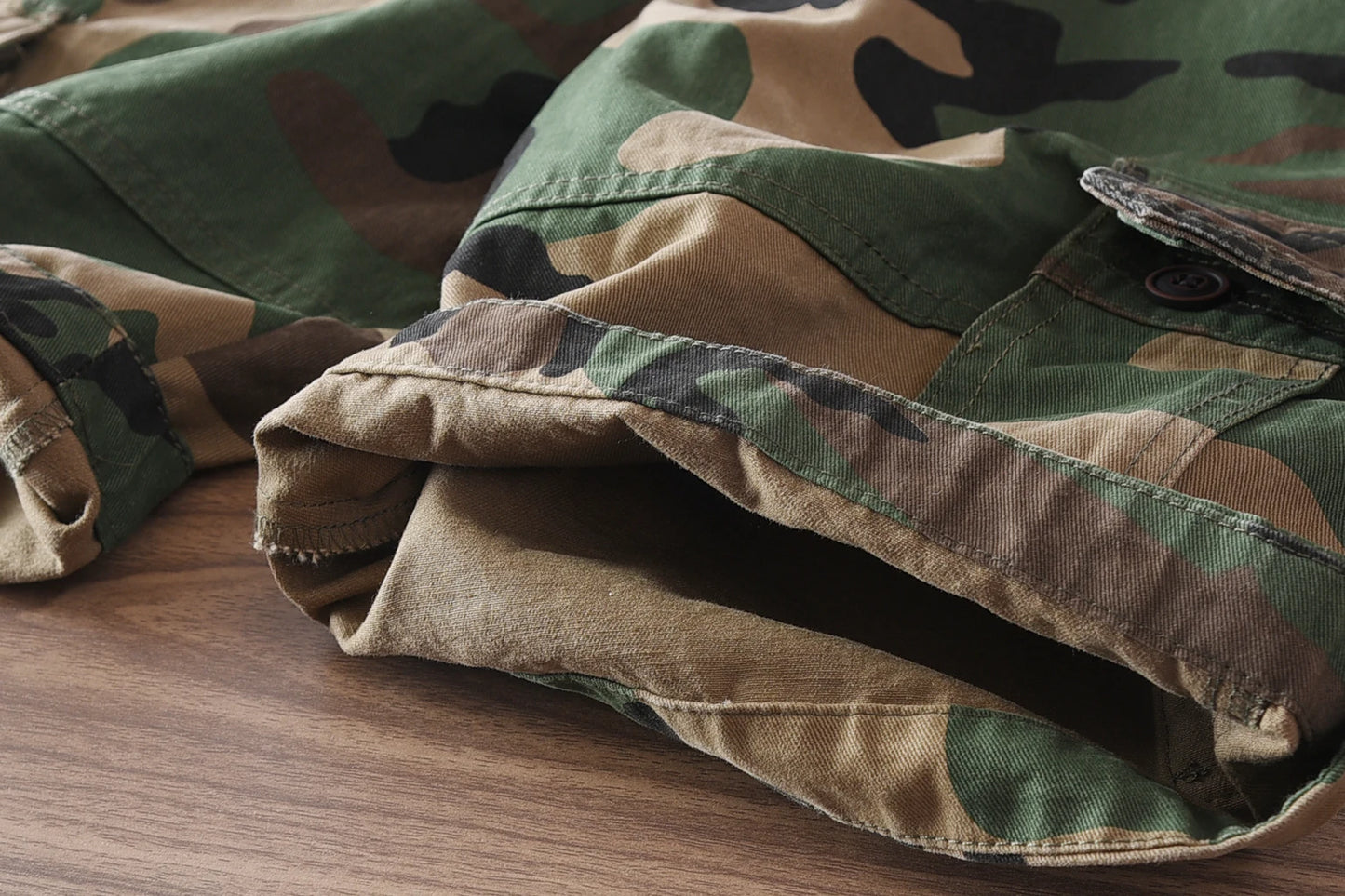 Estate New American Retro Camouflage Cargo Shorts Da Uomo In Cotone Lavato Con Multi Tasche