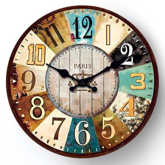 Orologio Da Parete In Legno Mediterraneo Retrò Silenzioso Quarzo Decorazione Casa Misure 10 12 14 16 Pollici Regalo