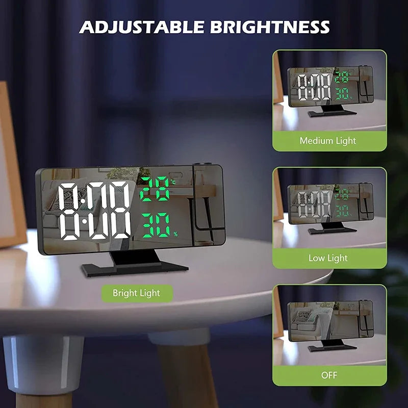 Sveglia Digitale LED Orologio Proiezione da Soffitto con Display della Temperatura Snooze Retroilluminato per la Casa