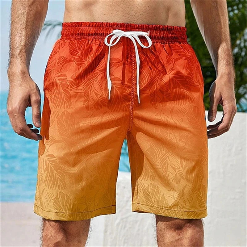 Pantaloncini Da Surf Oversize Per Uomo Con Stampa 3D Di Piante Tropicali E Coulisse Costumi Da Bagno Spiaggia