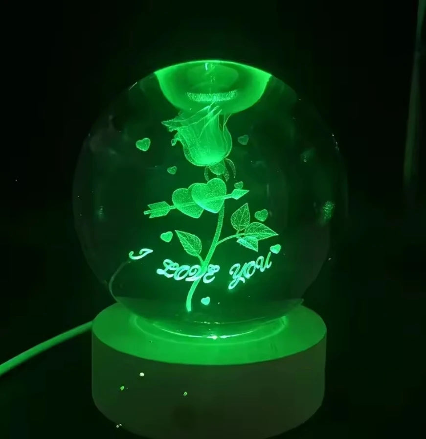 Decorazione Della Stanza Con Sfera Di Cristallo 3D E Base Led Per Luce Ambientale Nel Soggiorno