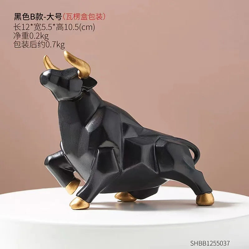 Mini Modello Toro Geometrico In Resina Feng Shui Decorazione Da Interni Wall Street Azioni Figurine
