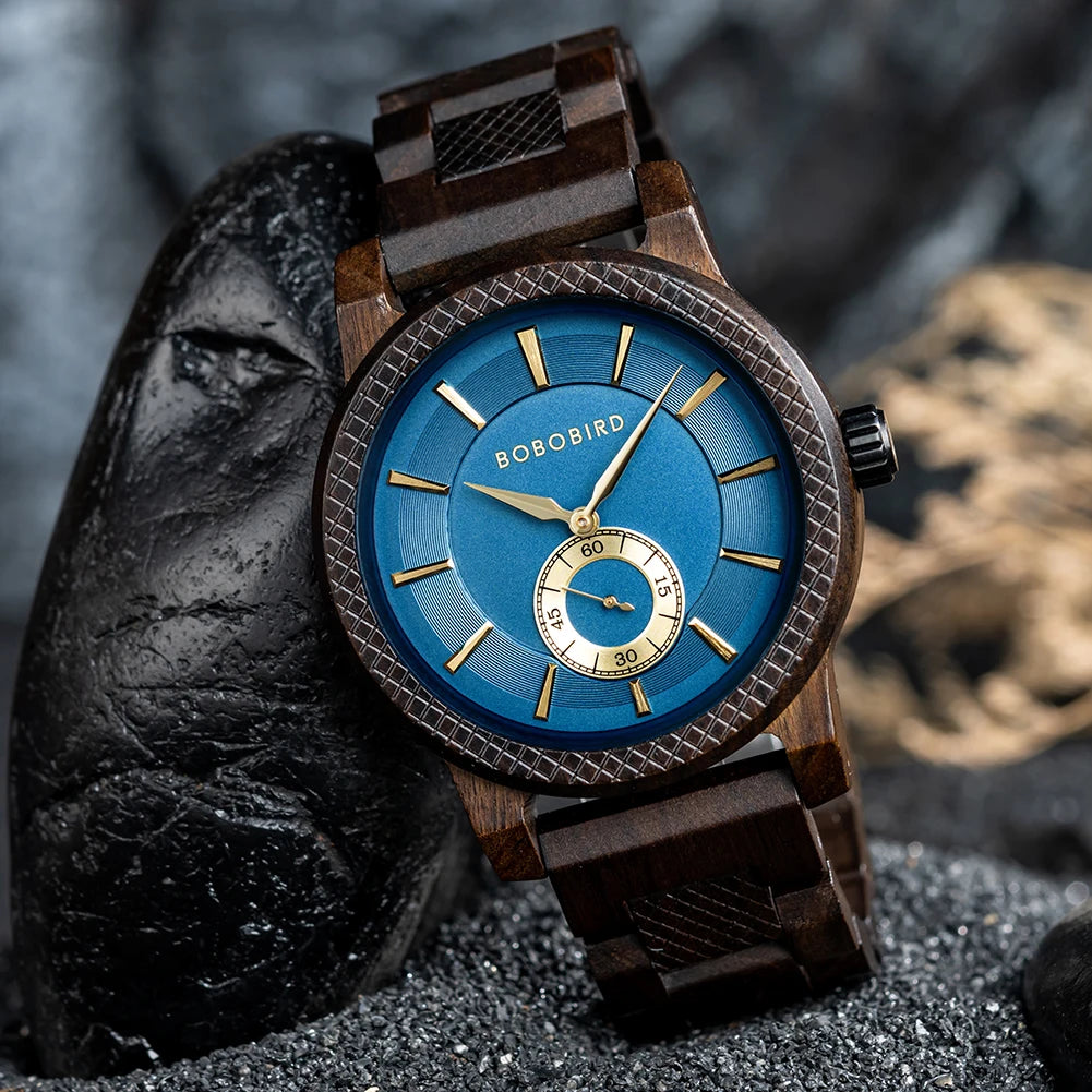 BOBOBIRD Orologio In Legno Da Uomo Personalizzato Nome Testo Sulla Custodia Posteriore Orologio Quarzo Scatola Regalo