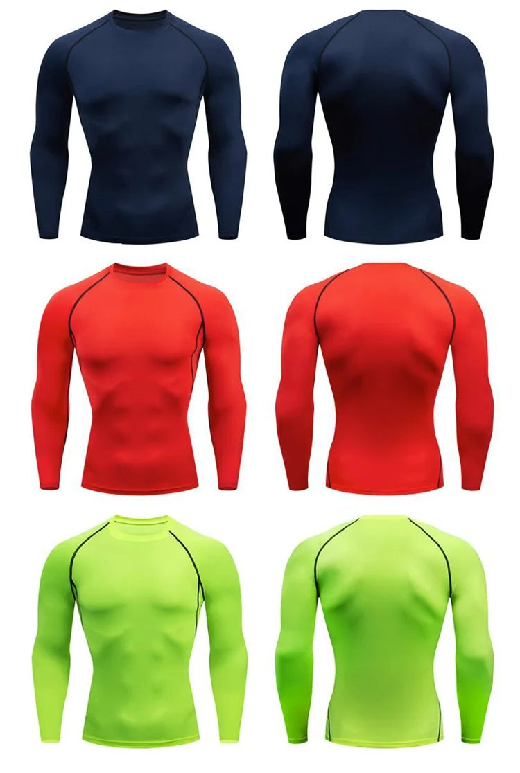 Maglia Compressiva Da Uomo A Maniche Lunghe Per Allenamento Palestra Ad Asciugatura Rapida Fitness