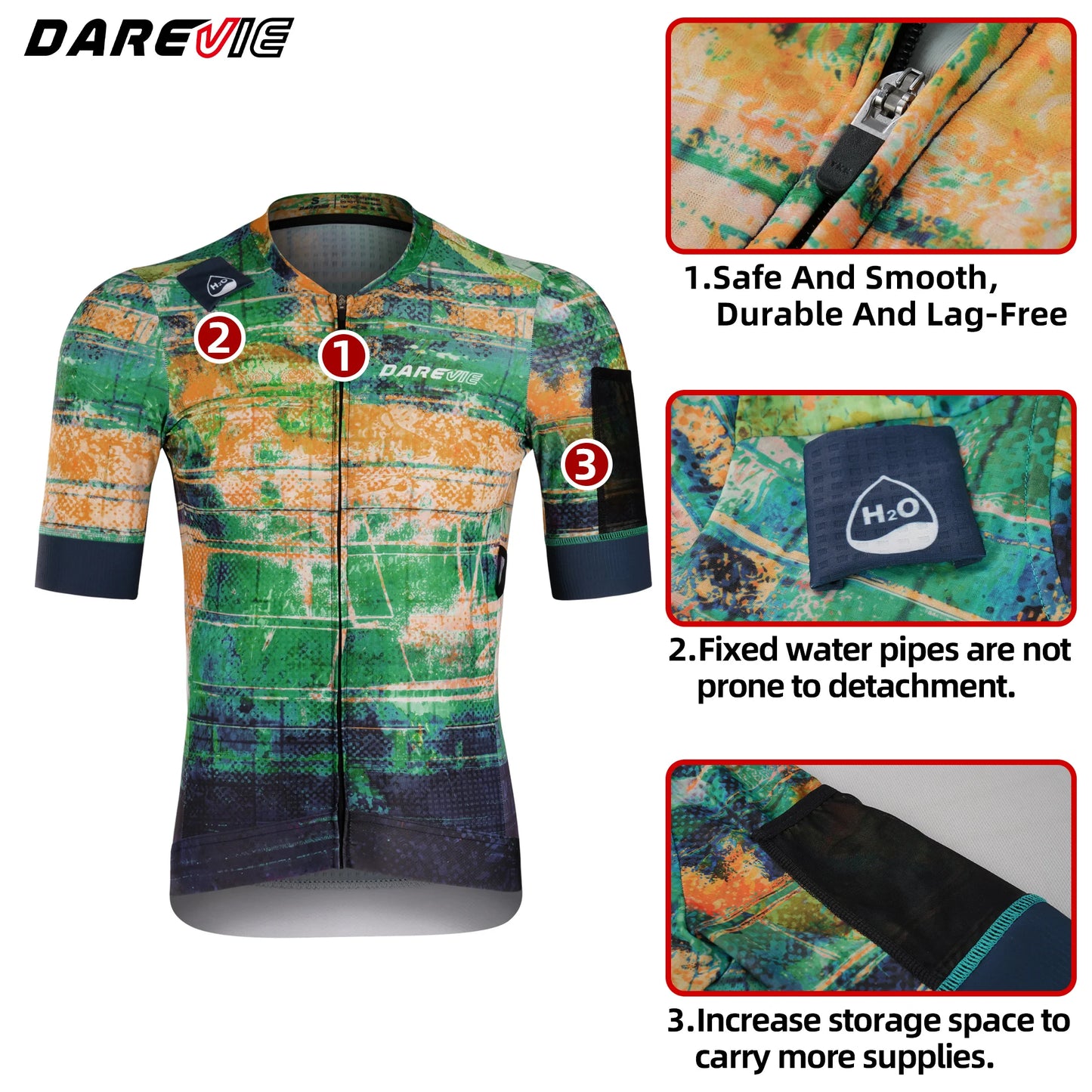 Maglia Ciclismo Uomo Quick Dry Antiscivolo Professionale Traspirante Con Tasche Idratazione