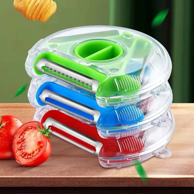 Set Pelapatate 3In1 Strumento Da Cucina Con Affettatrice Julienne Cutter Grattugia In Acciaio Inox
