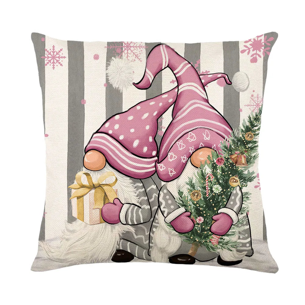 Federa Per Cuscino Natalizio 45x45 Cm In Lino Con Pupazzo Di Neve Per Divano Decorazione Natalizia Sobria Edizione 2024