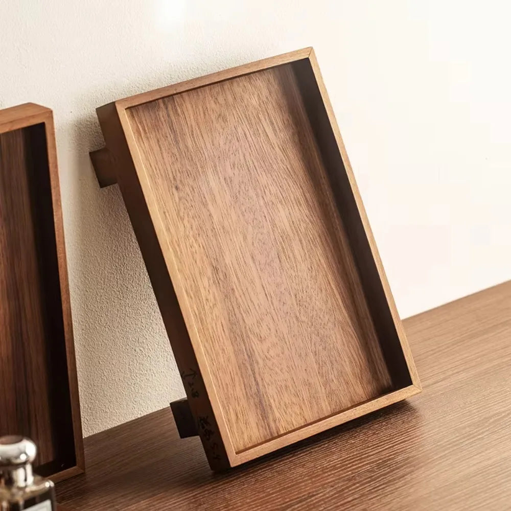 Vassoio Da Tè Gongfu In Legno Massello Alta Qualità Stile Giapponese Con Piedini Alti Rettangolare Retrò Per Tavolo Da Tè