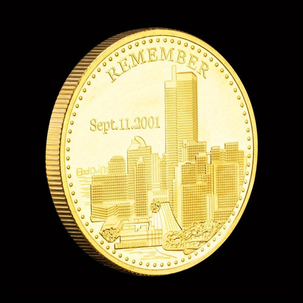 Moneta Ricordo 9.11 2001 Placcata Oro Modello Aquila Commemorativa Da Collezione Souvenir