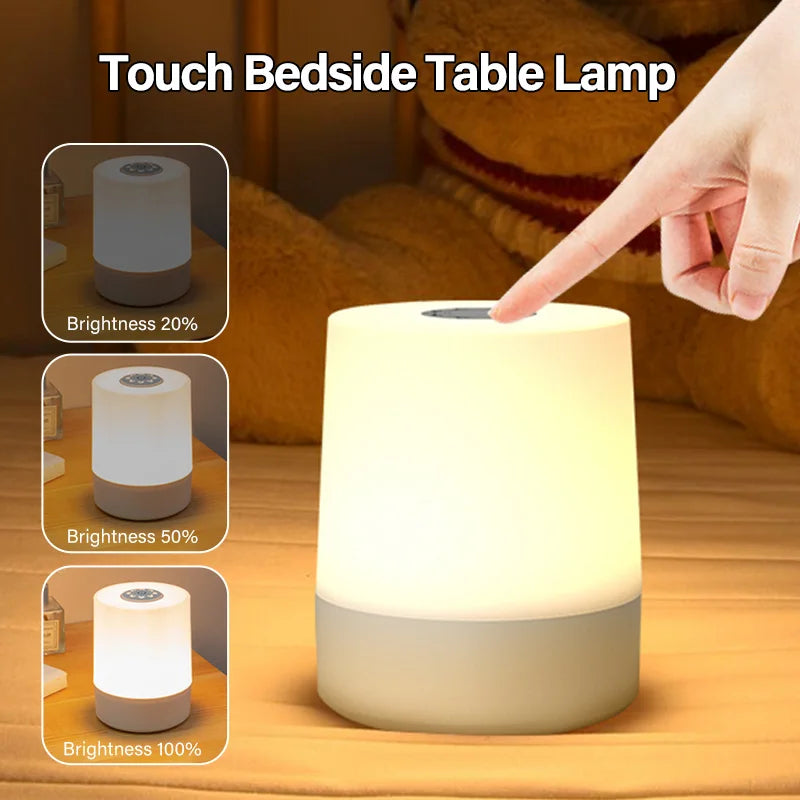 Lampada Da Notte Touch LED USB Ricaricabile Tre Colori Con Controllo Remoto Portatile Da Comodino Da Tavolo