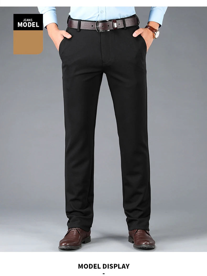 Pantaloni Da Uomo Eleganti Dritti Largi Elasticizzati Per Lavoro Casual Grandi Dimensioni Primavera Autunno
