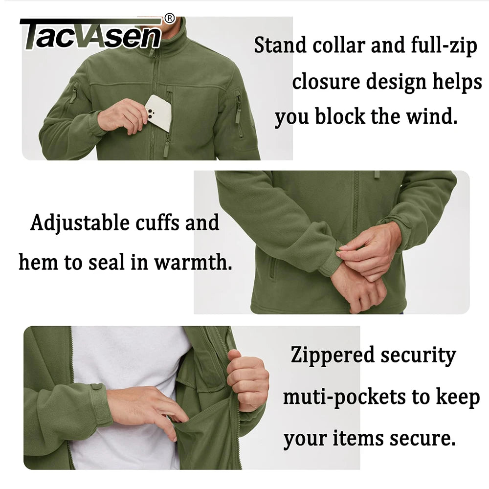 Tacvasen Giacca In Pile Da Uomo Caldo Antivento Con Cerniera Completa Tasche Zip Per Trekking E Lavoro All Esterno