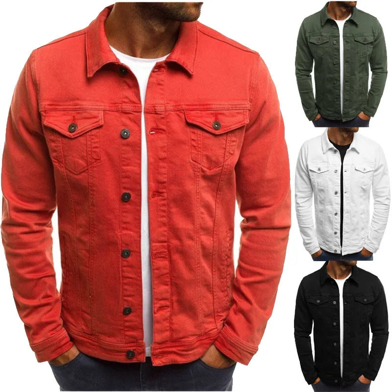 Giacche Jeans Uomo Slim Fit Hip Hop Streetwear Cotone Classico Abbigliamento Maschile Casual