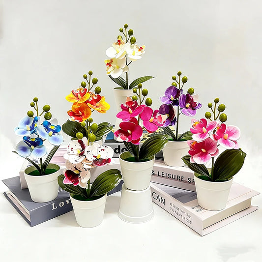 1 pz 20 cm simulato farfalla bonsai orchidea pianta artificiale scrivania tavolo da pranzo home office vaso matrimonio decorazione della stanza di casa gif