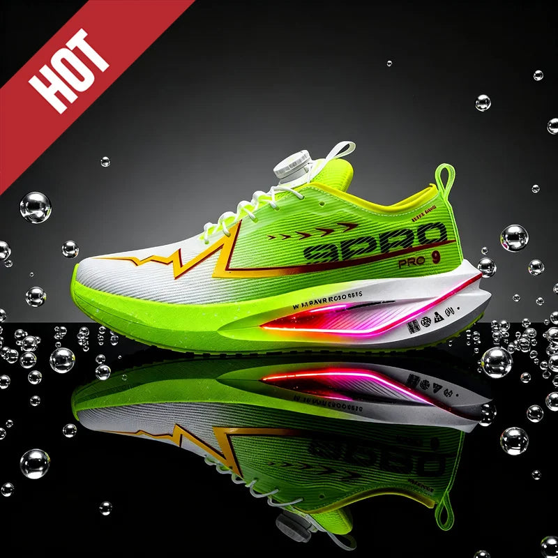 Scarpe Da Corsa Fluorescenti Con Piastra In Carbonio Per Maratona Leggere Traspiranti Antiscivolo Uomo Donna