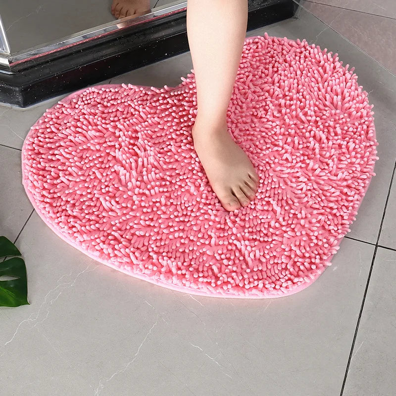 Tappetini Da Bagno Con Cuore In Ciniglia Antiscivolo Assorbente Set Da Bagno Di Lusso Spedizione Gratuita Per Casa