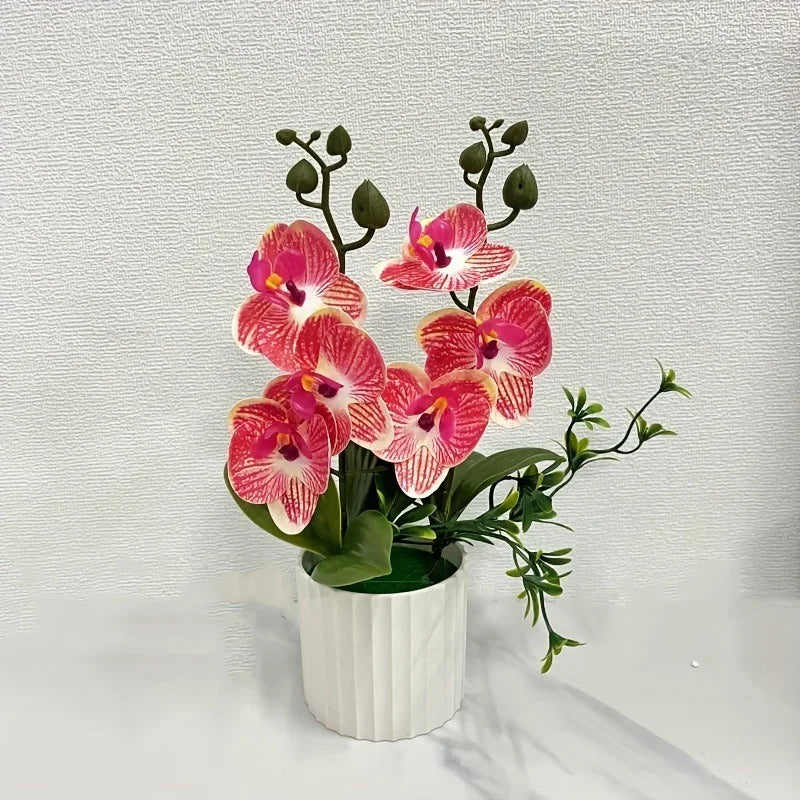Doppio Pacchetto Farfalle Orchidee Artificiali Con 6 Fiori Verde Realistico Per Piante In Vaso Decorazione Interni