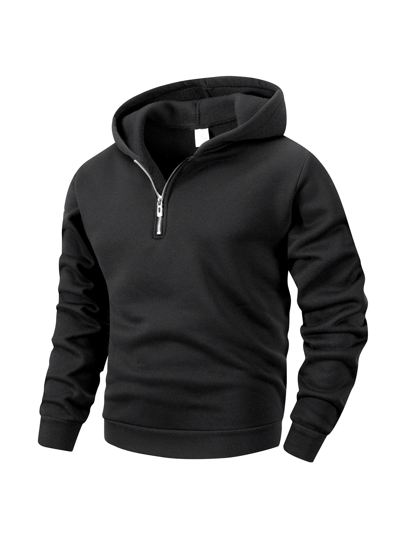 Felpa Con Cappuccio Da Uomo Casual Autunno Calda Solida Con Maniche Lunghe Mezza Cerniera Per Sport Aperto Quotidiano