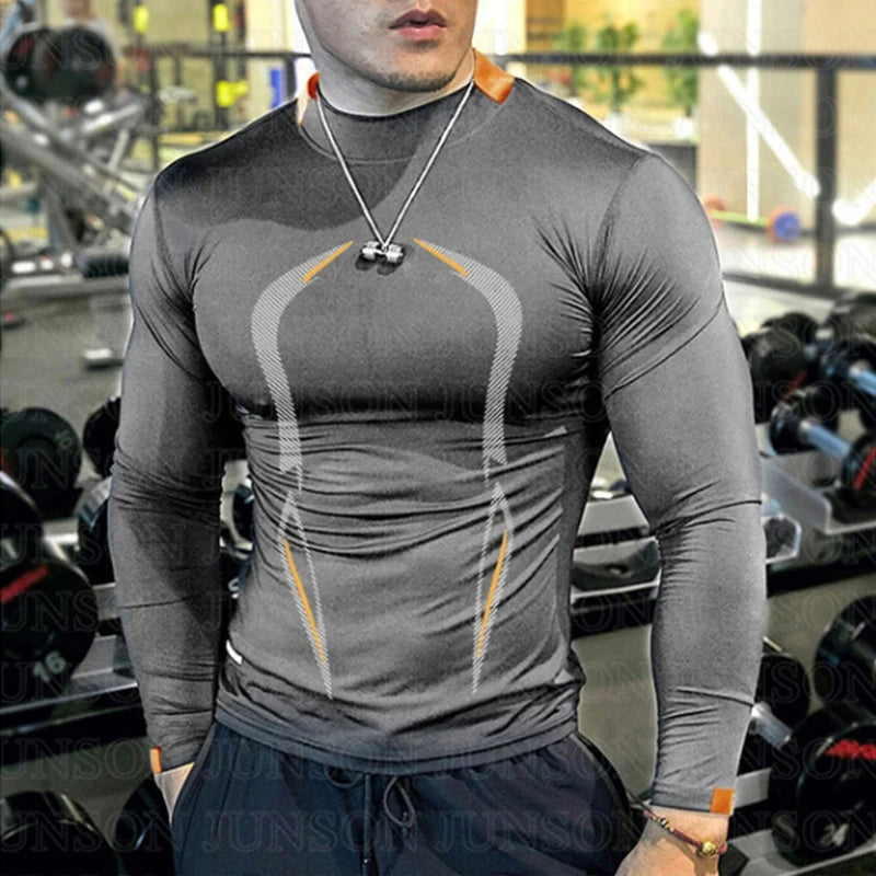 Maglietta Da Corsa Da Uomo Ad Asciugatura Rapida A Maniche Lunghe Per Fitness E Allenamento Palestra Top S5XL