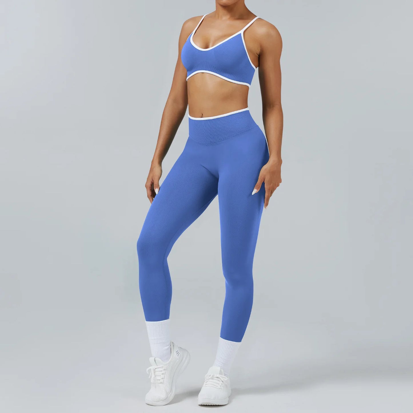 Set Fitness Da Donna 2 Pezzi Leggings Vita Alta Senza Cuciture E Reggiseno Sportivo Per Yoga Palestra Cardio Estivo