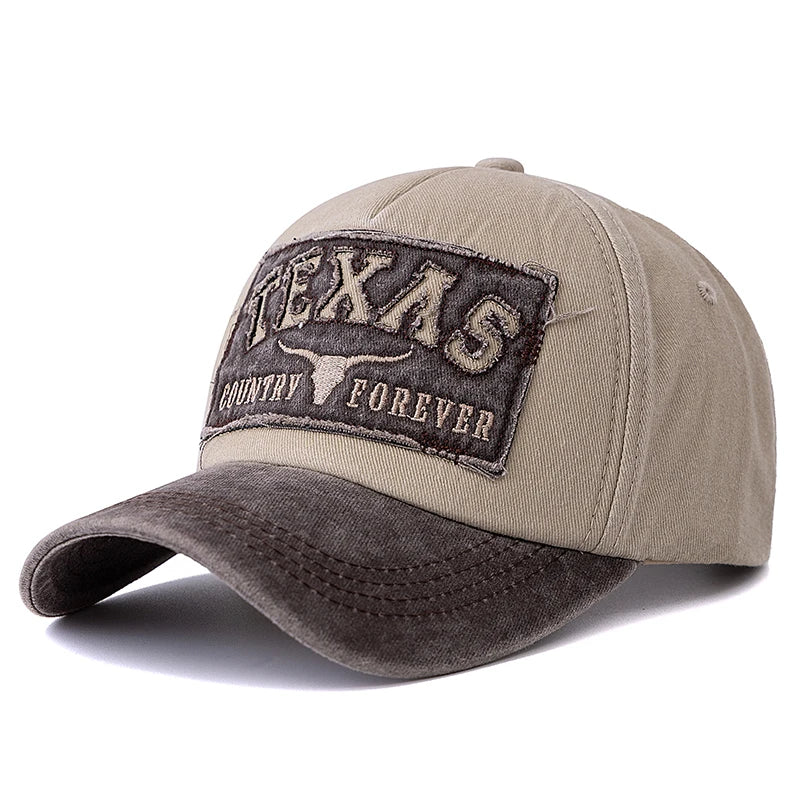 Berretto Baseball Cotone Lavato Unisex Vintage Con Ricamo Texas Motivo Animale Per Uomini Donne All Aperto