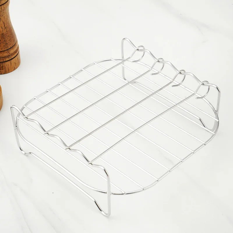 Set Grill Da Esterno Con Spiedini E Staffe Per Barbecue In Acciaio Inossidabile Per Friggitrice Ad Aria Quadrata