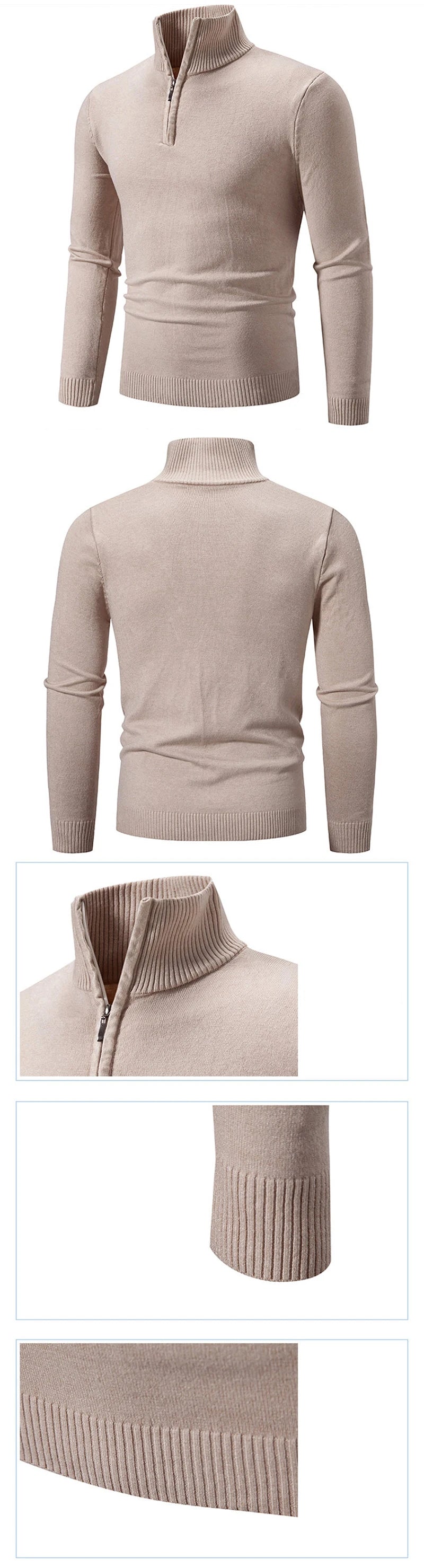 Pullover da Uomo con Zip a Quarter Zip Dolcevita Collo Lupetto Maglione Maniche Lunghe Streetwear Autunno Inverno
