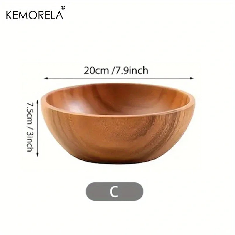 1 Pz Insalatiera In Legno Di Acacia Antiscottatura Per Bambini Decorazione Gelato Frutta E Verdura