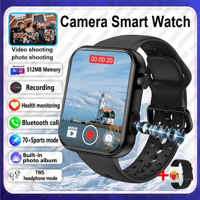 Nuovo Smartwatch Fotocamera per Uomo e Donna Registrazione Foto e Video Fitness Salute Impermeabile Chiamate Bluetooth