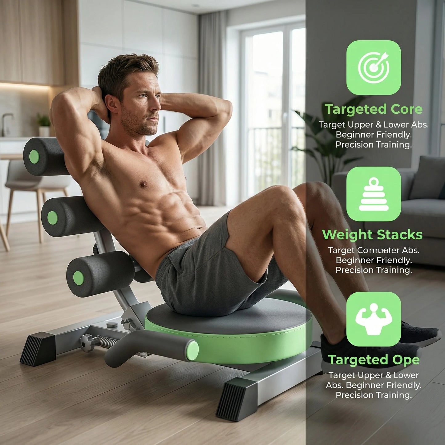 Scooter Addominale Multifunzionale Per Allenamento Core A Casa Con Compressore Integrato Per Definire Addominali