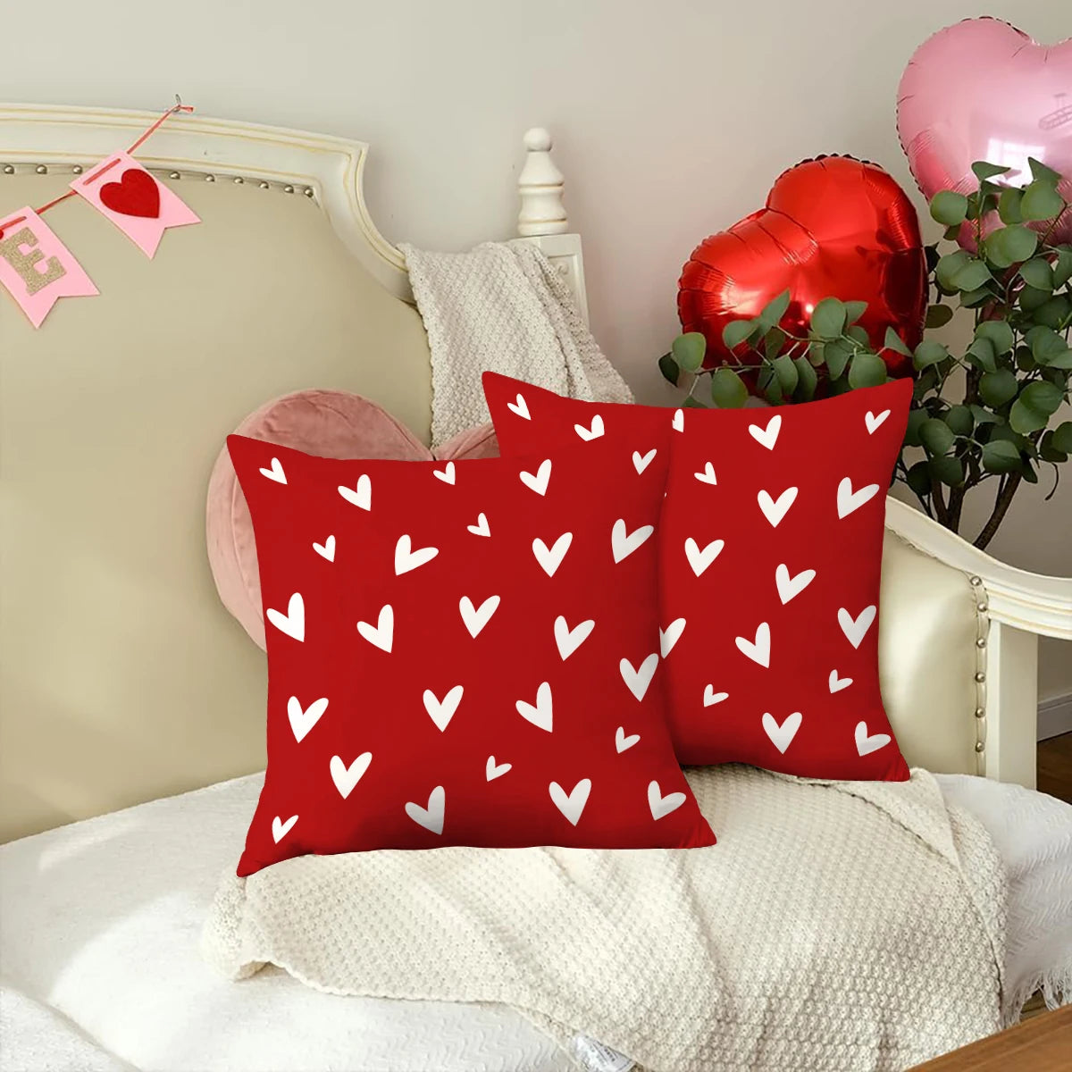 Due Fodere Per Cuscino San Valentino Con Busta D Amore Per Decorazione Divano E Anniversario Di Matrimonio