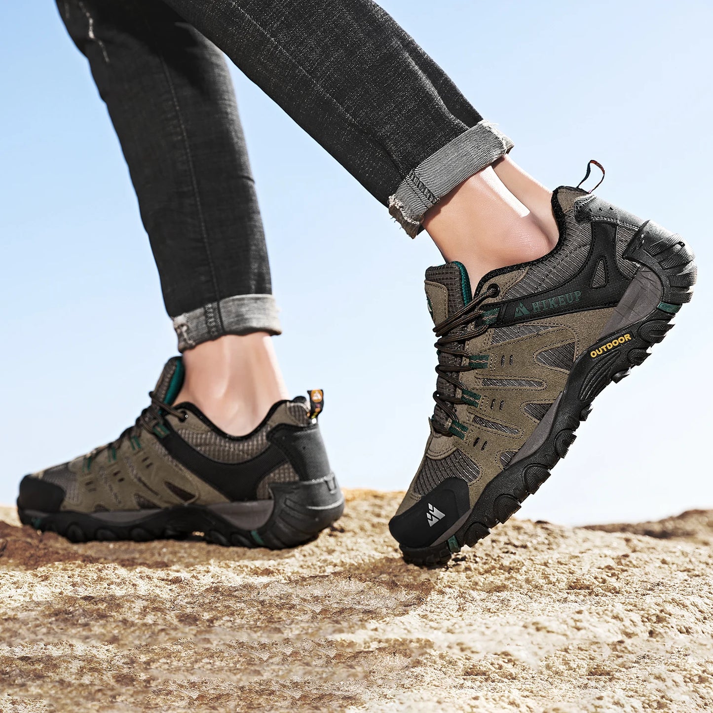 HIKEUP Scarpe Da Trekking Da Uomo In Pelle Scamosciata Impermeabili Traspiranti Esterno Resistente All Usura