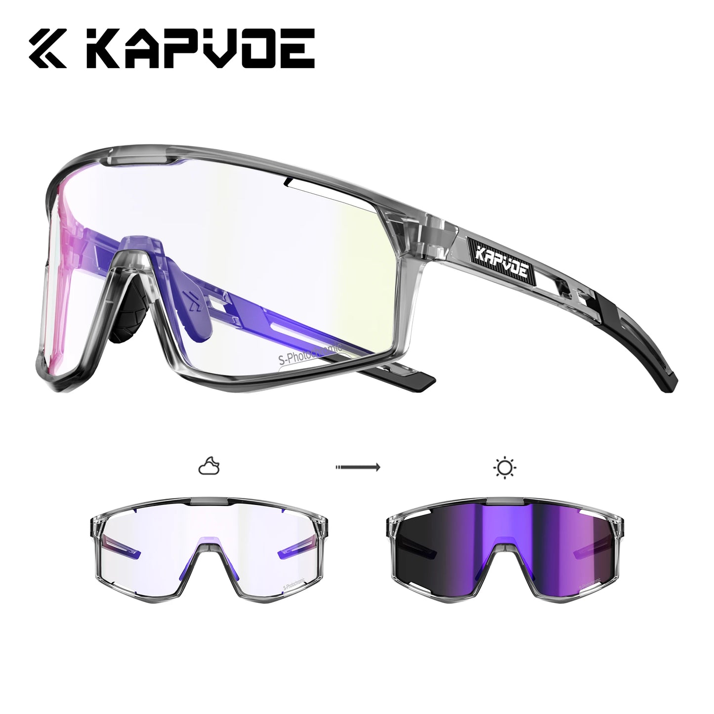 Kapvoe Occhiali Da Sole Fotocromatici Per Ciclismo UV400 Uomo Donna Esterni MTB Strada Escursionismo Occhiali Da Bici