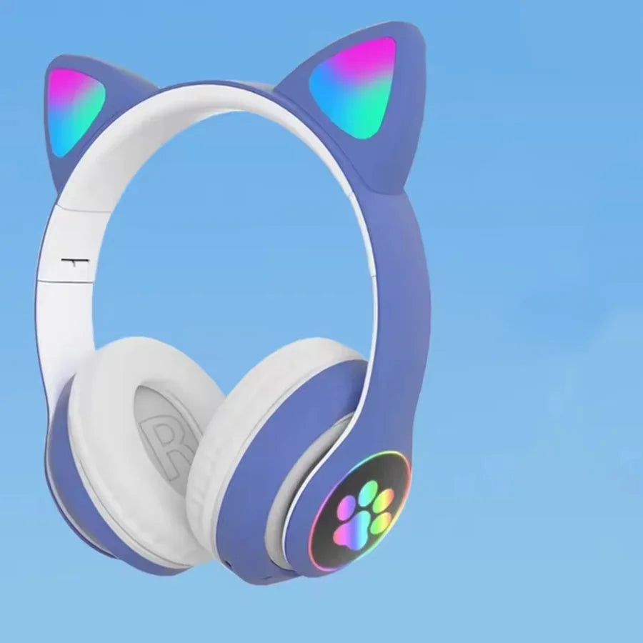 Cuffie Wireless Per Gatti Con Orecchie Di Gatto RGB Microfono Cancellazione Del Rumore Musica Stereo Regalo Ideale