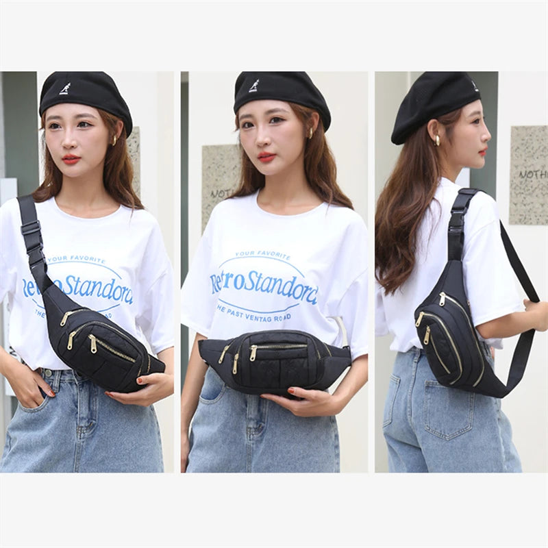 Marsupio da Donna Impermeabile in Tessuto Oxford Borsa a Cintura e Tracolla Borsa a Banana Moda Femminile