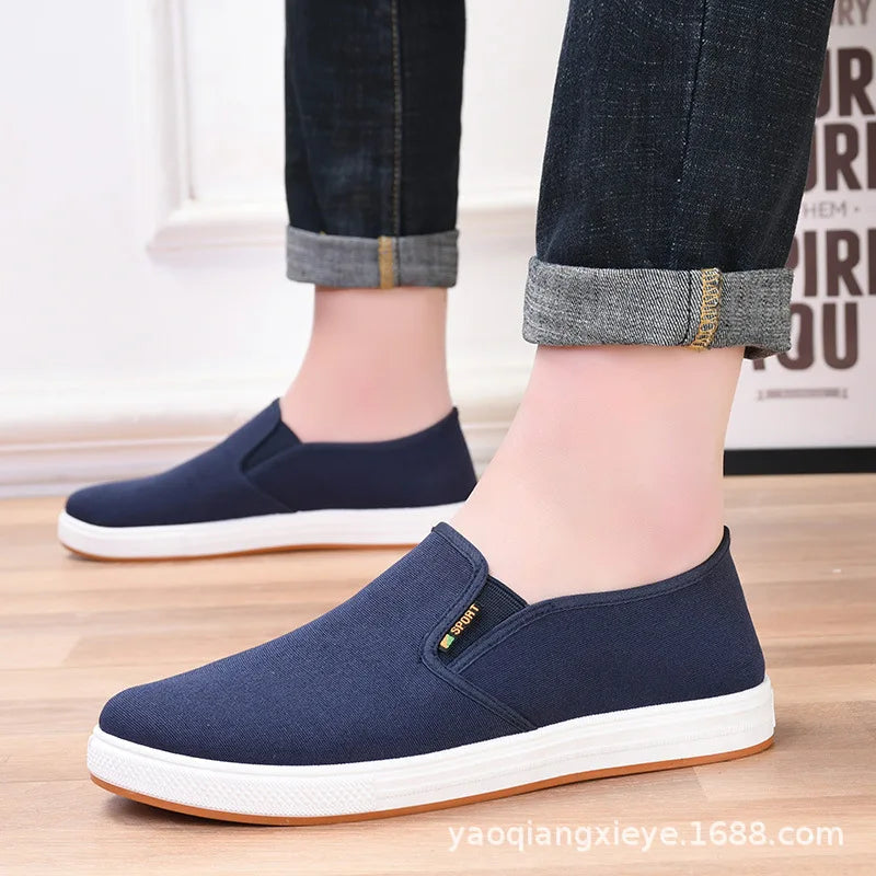 Scarpe Da Ginnastica In Tela Da Uomo Basse Leggere Vulcanizzate Slip On Casual Spedizione Gratuita A Prezzi Accessibili