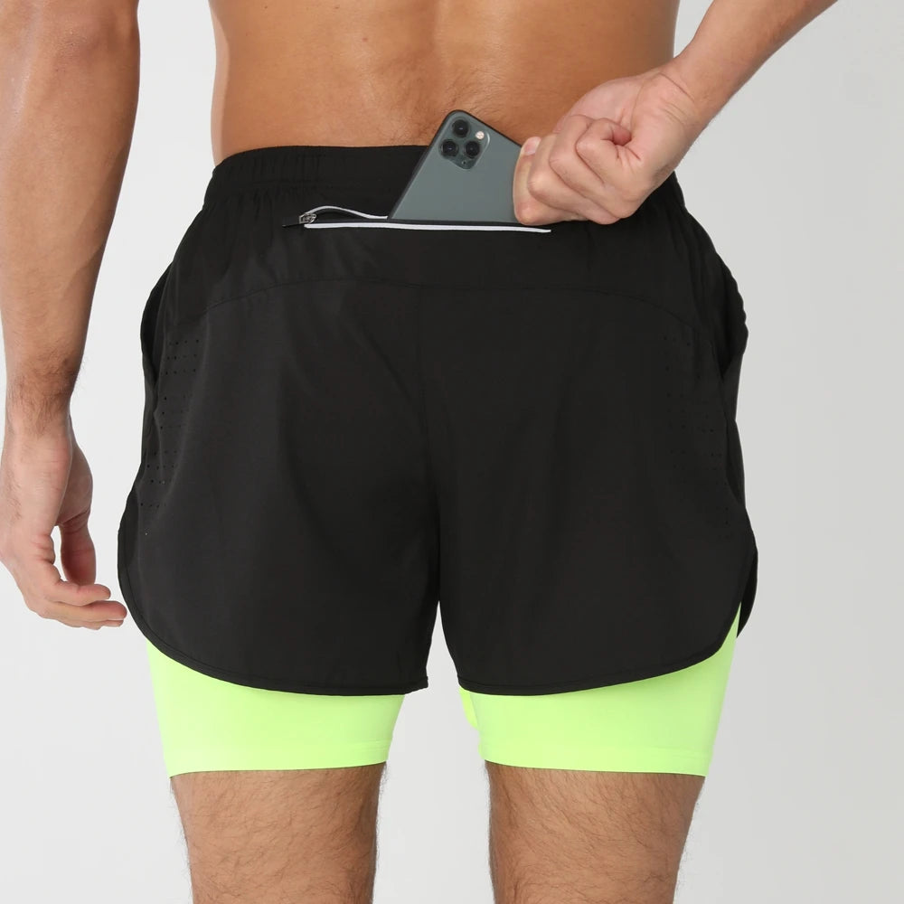 Pantaloncini Da Corsa Da Uomo 2 In 1 Palestra Asciugatura Rapida Pantaloni Corti Sportivi Estivi