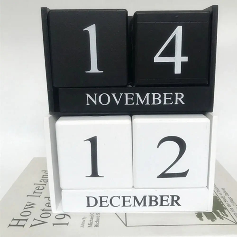 Calendario Perpetuo In Legno MDF Con Blocchi Eterni Display Mensile Stile Pastorale Per Ufficio E Casa Decorativo