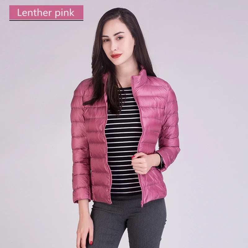Cappotto Imbottito Femminile Ultraleggero Ripiegabile Collo Alla Coreana Slim Fit Da Ufficio 2023 Nuovi Arrivi