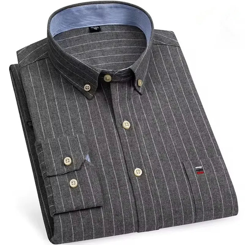 Camicie Da Uomo In Cotone Oxford A Quadri Bamboople Tasca Singola Maniche Lunghe Abbottonata Vestibilità Standard 6XL 7XL