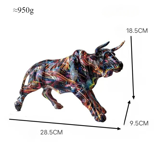 Statua di toro nordico in resina Wall Street Figurine di bue Animali Ornamenti per la casa Graffiti Toro Scultura per interni Decorazioni per la casa