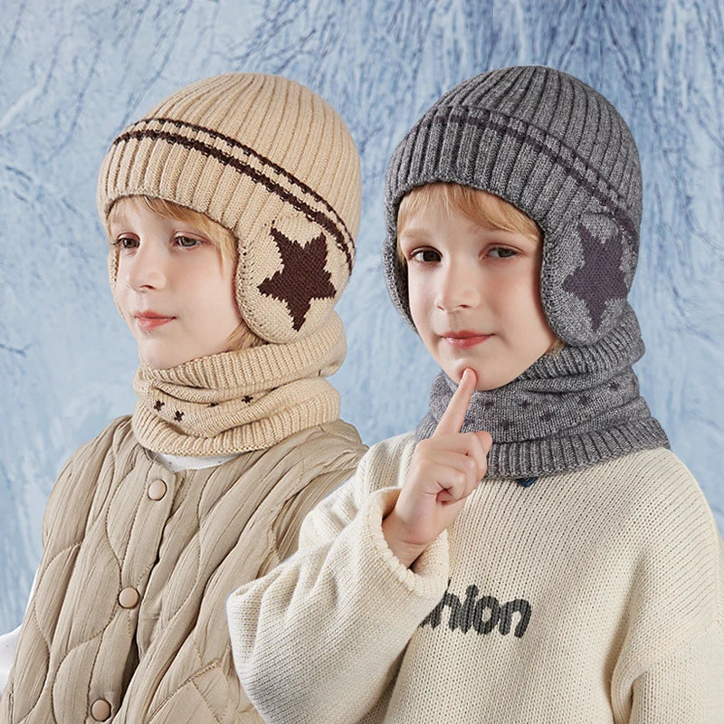Set Cappello E Sciarpa Per Bambini 3 12 Anni Due Pezzi Inverno Autunno Antivento Con Protezione Orecchie Stile Lei Feng