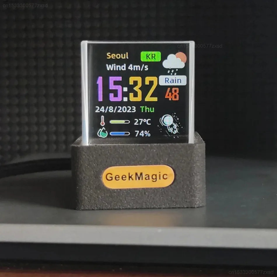 GeekMagic GifTV Crystal Cube Display Fotografico Stazione Meteorologica Intelligente Olografica Orologio Digitale Con Animazioni Regalo