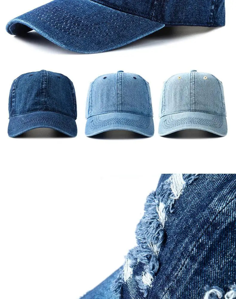 Berretto Da Baseball Denim Lavato Unisex Snapback Traspirante Con Protezione Solare Vintage Primavera Estate