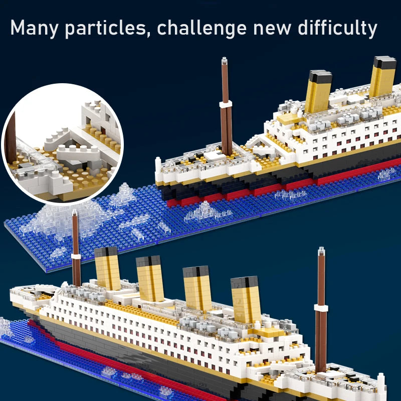 Titanic Giant Puzzle Kit Micro Blocchi Nave da Crociera Desktop Regalo Compleanno Bambini