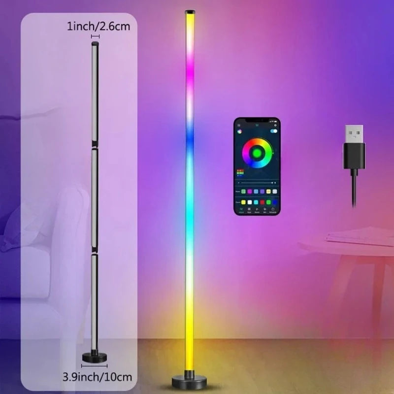 Lampada Da Terra LED Intelligente Con Telecomando RGB Controllo App Sincronizzazione Musicale Angolata Per Umore E Giochi In Soggiorno