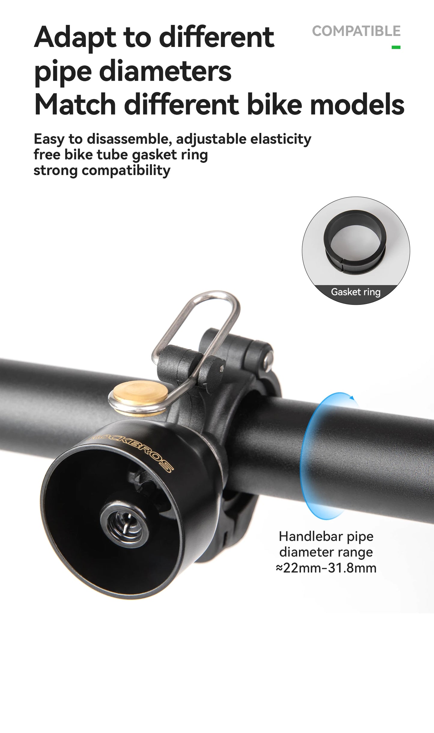 RockBros Campanello Per Bicicletta Compatto In Rame Impermeabile Avvertimento Sonoro Mini Campanello Per Clacson