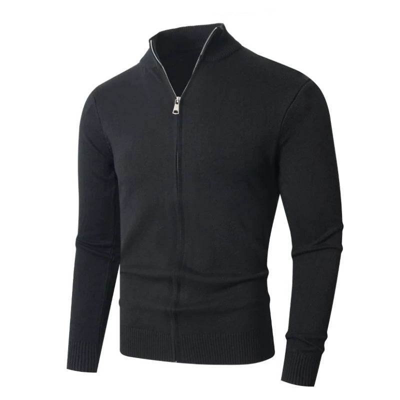 Cardigan Uomo Lana Mista Con Zip Frontale Dolcevita Animal Game Pratico E Caldo